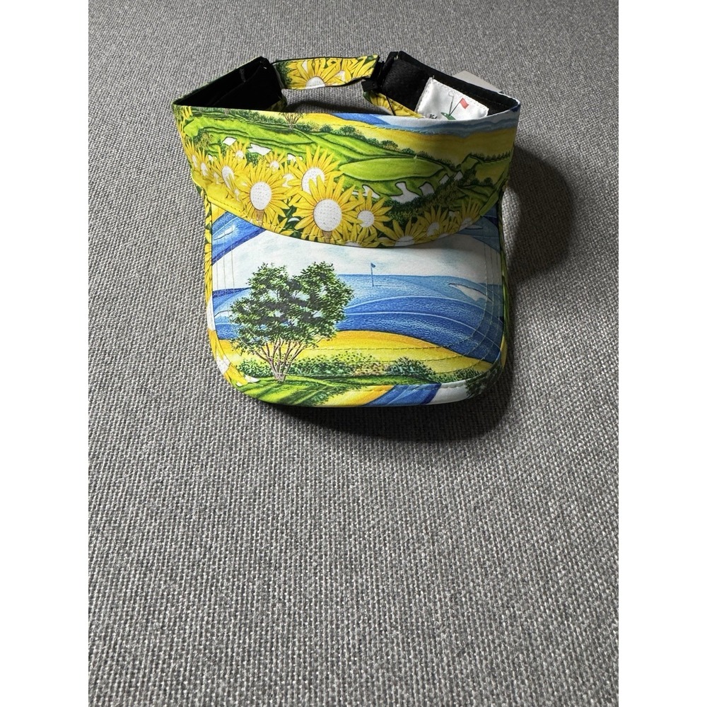 Valentino Dixon Women's Golf Adj. Performance Visor Sunflowers Scenic Landscape.